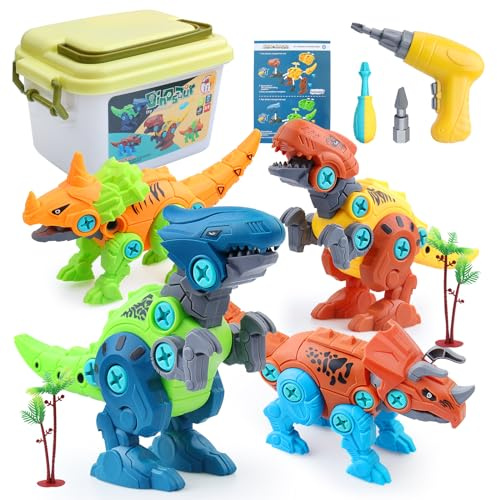 Dinosaur Toys for Boys with Electric Drill &Storage Box STEM Gifts for Kids | Take Apart Dinosaur Godzilla Toys DIY Construction Build Interactive Toy Hammond Collection for Age 3 4 5 6 7 + Year Old