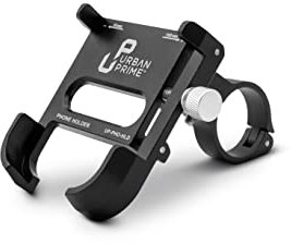 Urban Prime Phone Holder, Porta Cellulare, Supporto Telefono per Bici, Universale, Ruotabile a 360 °, Ampiezza Regolabile 55-100 mm, Alluminio, Nero Unisex Adulto, Unica