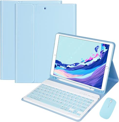 QIYIBOCASE Galaxy Tab S6 Lite 2024/2022/2020 Keyboard Case with Mouse, Detachable Magnetic Keyboard Protective Cover with S Pen Holder and Mouse for Galaxy S6 lite (Sky Blue)