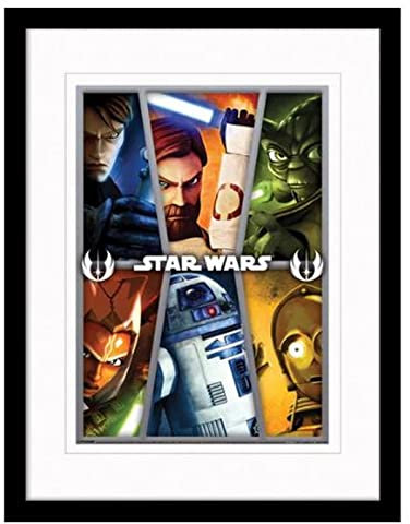 Pyramid International Star Wars: Clone Wars Poster, gerahmt, Collector's Edition (Charakter-Collage mit weißem Rand), 30 x 40 cm