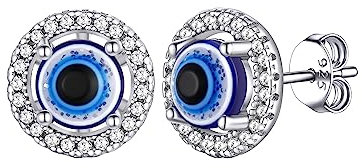 Supcare Damen Evil Eye Ohrringe Teufelsauge Witzig Ohrstecker Ohrschmuck Boho Blau Augen Ohrschmuck Modeschmuck Ohrringe aus 925 Sterling Silber 05-Weißes Zirkonium