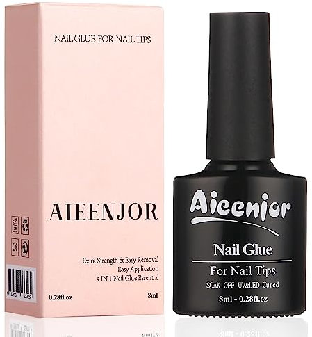 Aieenjor Colle Faux Ongles Extra Forte, Colle Capsules Ongles Uv, Colle Capsule Americaine Ongle, Gummy Base Pose Americaine, Durcissement De L'Extension Des Ongles, Super Solide Et Durable