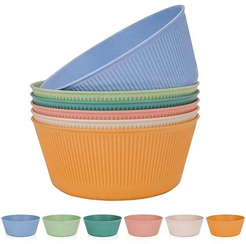 6-teiliges unzerbrechliches Salatschüssel-Set, 1,7 l, große Campingschalen, Müslischüssel-Set aus Kunststoff für Picknick, Grillen, leichte Schalen für Kinder und Erwachsene, Suppenschüsseln,