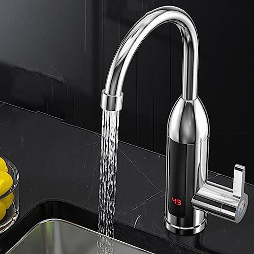 SPEPROECO Electric Instant Hot Water Tap UK Plug 3000W 220V Household Hot Water Tap Fast Heating 360 Degree Rotation LCD Digital Displayelectric Water Heater Tap for Kitchen Bathroom
