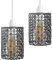 DC VOLTAGE 2 Pack of Industrial Metal Bulb Guard Drum Shaped Lampshades for Ceiling Pendant Lights, Indoor Easy Fit Wire Cages for Kitchen, Hallways (Brushed Silver)