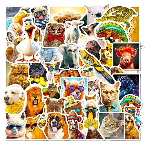Bric Dodo 50 Stück Tiere Aufkleber Auto Laptop Telefon Gitarre Skateboard Motorrad Fahrrad Animal Collection Stickers Set Vinyl Wasserdicht Aesthetic Aufkleber für Jugendliche Kinder Erwachsene