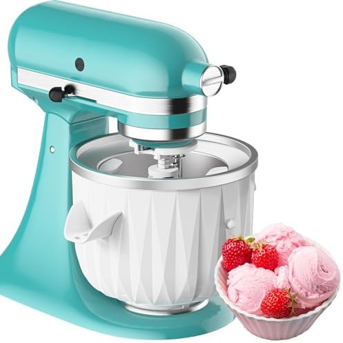 Coolcook Accesorio para helado para Kitchenaid, compatible con batidoras de pie de 4,5 a 6 cuartos, máquina para hacer helados de 2 cuartos para sorbete, helado, yogur congelado