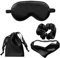 Schlafmaske aus Seide für Frauen/Männer, 4-teiliges Set, lichtblockierende Schlafmaske für Zuhause, Reisen, weiche Augenabdeckung, Augenschutz für die Nacht (Schwarz)