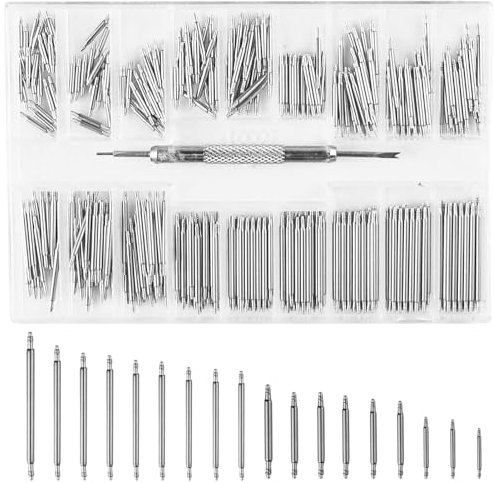 RONGWANGFU Set di 360 penne per orologio da polso, in acciaio inox, con perni a molla, per la rimozione dell'orologio, 8 – 25 diametri, Moderno