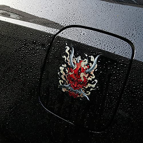 Noizzy JDM Japan Prajna Hannya Autoaufkleber – Monster Teufel Dämon Auto-Aufkleber – rotes Vinyl für Stoßstange, Tür, Fenster, Motorrad, Laptop-Styling (Design A(S))