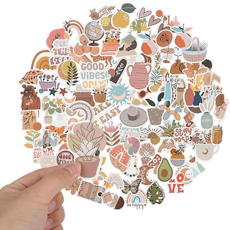 Andibro 100Stück Boho Aesthetic Aufkleber,Inspirierende Vintage Stickers Motivierende Ästhetische Aufkleber Niedliche Abziehbilder Wasserdicht PVC Aufkleber für Erwachsene Kinder Lehrer Laptop Telefon