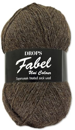 Frida's Wollhaus Drops 50 g Fabel Sockenwolle Schurwolle superwash Garn Stricken Häkeln 45 Farben (300 | Braun)