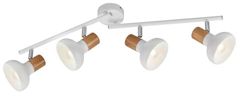 RL LIVE YOUR LIGHT Reality Leuchten Spotbalken Latika R81524031, Metall Weiß matt, Holznachbildung, exkl. 4x E14 |