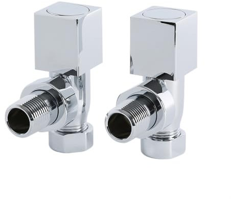 Milano Select Chrome Angled Heated Towel Rail Square Radiator Valves