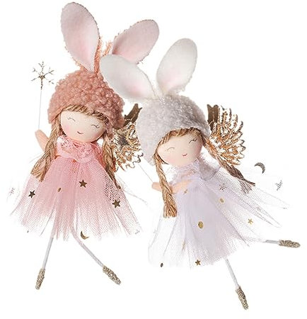 NOLITOY 4 Stück Engel Puppe Anhänger Christbaumkugel Plüsch-Engel-anhänger Weihnachtsengel Ornament Weihnachtsbaum Hängende Ornamente Weihnachtsengel Figur Draussen Anzeige Chemiefasertuch