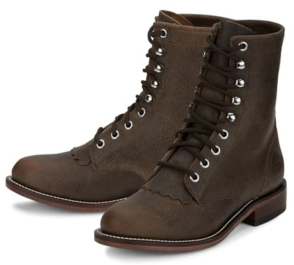 Justin Mckean 7 Lace-Up Roper Women's Western Boot, Durable Leather, Casual Style, Comfortable Footwear, Brown - 8 B