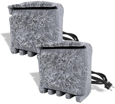 Froadp 2 Stück Gartensteckdose mit 4er Steckdose Außensteckdose Steinoptik mit EU-Stecker 1.5m Extension Cord IP44 Wasserdicht Mehrfachstecker Steckplätzen Energiestation für Aussen, Grau