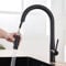 Auralum Grifo Cocina Negro Extraible, Grifos de Cocina Fregadero Monomando con Ducha Extensible, Torneira Cozinha para Agua fría o caliente, Acero Inoxidable