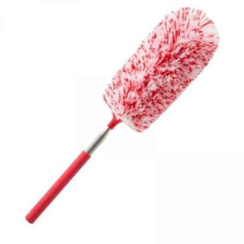 YWJLQH Flexible Feather Duster Set with Extendable Handle, Red and White, 2 Pack