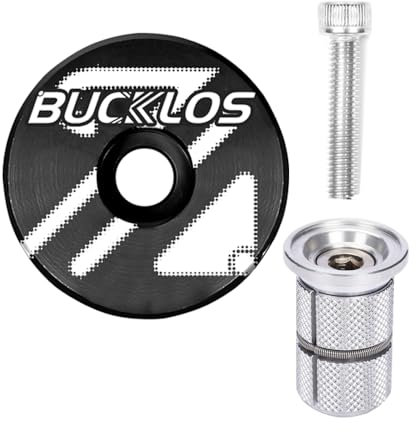 BUCKLOS Bike Headset Top Cap and Expander Plug, Fits 1-1/8 Fork Stems, Aluminum Alloy Top Cap with Screw (Black)