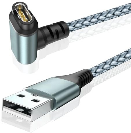 Câble De Charge Tressé À 90 Degrés Pour Compatible G-Armin Fenix 5 5s 5x 6 6s 6x Plus Pro 7 7s 7x, Forerunner 945 45 45s 245 Music, Approach S10 S40 S60 G12 S12 S42, Vívoactive 3 4 4s, Venu 2, 1M