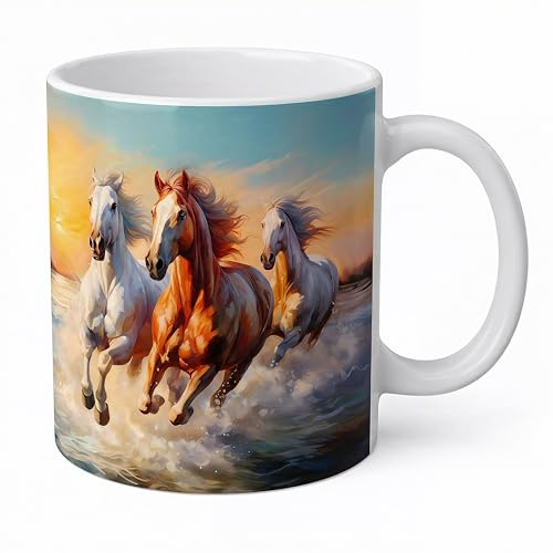 Tazza con motivo cavalli trotanto, la tazza ideale per il tuo caffè perfetto, tazza creativa, tazze uniche per momenti indimenticabili