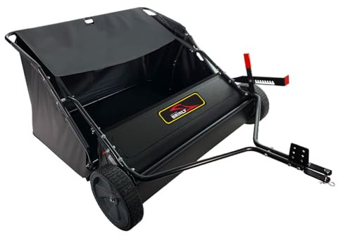 Brinly 42 drag-back lawn sweeper in hammered finish with high speed brushes