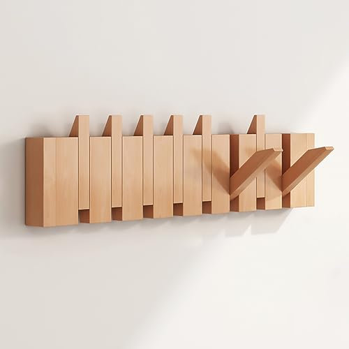 Heavy Duty Coat Hooks Wall Mount, Flip Down Piano Style Rack Hanger - for Coats Keys Hats Robes & Towels.