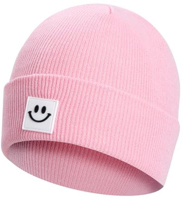 ZLLkeji Mütze Jungen Unisex Beanie Hat Kids 2-6 Jahren Kleinkind Doppellagige Strickmütze Herbst Wintermützen für Mädchen Mütze Jungen Frühling Herbst (DE/NL/SE/PL, Numerisch, 45, 55, Rosa)