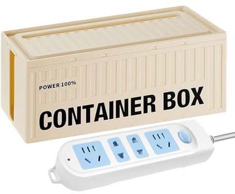 Cable Desk Box | Cord Storage Box | Cable Organizer Box | Cable Management Solution, Dustproof Desk Organizer with Lid Surge Protector for Socket & Tv Wires