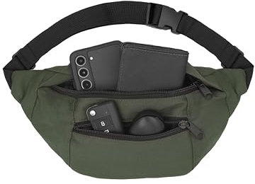 GENTIQUE Hüfttasche Herren & Damen, Unisex Gürteltasche mit vielen Reißverschlussfächern für maximalen Stauraum, Bauchtasche Herren Groß für Sport & Freizeit (Olive)