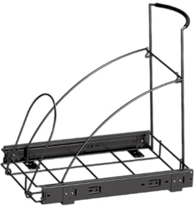 YWJLQH under Cabinet Trash Can Holder for Kitchen, Pull Out Waste Bin Shelf, black