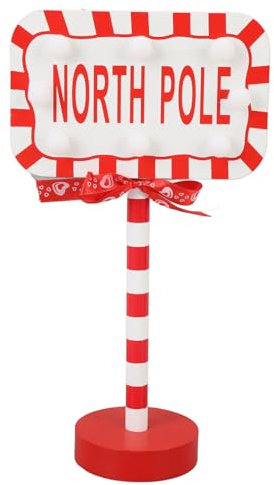 Lampada da Tavolo Decorativa Natalizia, Decorazioni da Tavolo Illuminate di Natale, Luce Notturna del Cartello dei Poli Nord, Lampione Natalizio a LED, Decorazioni da Tavola