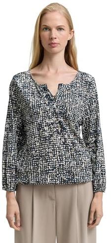 Tom Tailor Damen 1047731 Crinkle Blusenshirt mit Muster (1er Pack)