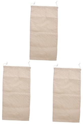KOMBIUDA 3 Pièces à Sachet en Toile de Jute Cire d'abeille Filet Sucre Corbeille Lin Pochette Tissu Pochette Rangement de Cordon de Rangement pour à Cordon Coton Khaki