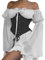 FDKLOOK Womens White Black Corset Dresses 2 Piece Outfit Off Shoulder Bell Sleeve Fairy Casual Party Bustier Dress M