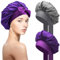 SOMLAW 2 Stück Seidenhaube zum Schlafen Schlafhaube Haare Schützen, Satin Haarhaube mit elastischem Band, Weiche Nachtmütze für Lockiges Haar, Sleep Cap Satin Bonnet für Damen (Hellgrau, Lila)