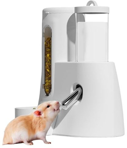 Qkbuza Futterspender für Hamster, Hamster und Wasser, automatische Wasserflasche für Futterkäfig, 2 in 1, kein Tropffuttermittel, Zubehör