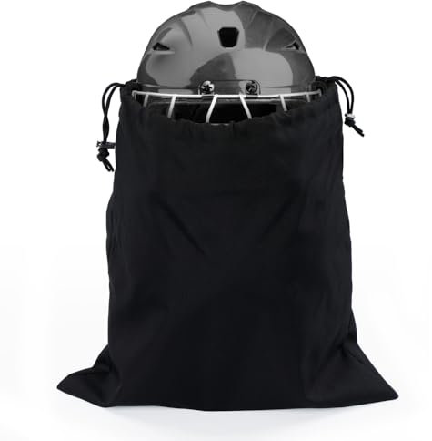 GNEGNI LIFE Tragbare Helmtasche, 40 x 40CM Wasserdicht Helmtasche mit Kordelzug - Plüsch für Motorradhelm, Fahrradhelme, Eishockey, Skihelme, Outdoor (Schwarz)