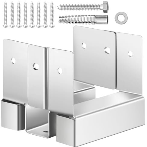 VEVOR Support de Poteau Bois, Lot de 10, Base de Poteau, Taille Interne 89,6x90,5 mm, Acier au Carbone, Ancrage de Poteaux au Béton pour Balustrades de Porche, Pergolas, Supports de Colonnes, Patios