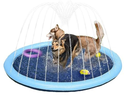 Dog Paddling Pool, Foldable Sprinkle And Splash Water Play Mat, Summer Outdoor Reusable Non Slip Play Fountain Mat For Children Boys Girls