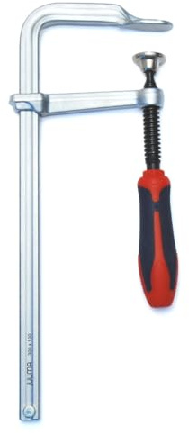 Ganzstahl-Schraubzwinge, Kunststoffgriff, verschiedene Varianten, Spannweite bis 1000 mm, Ausladung bis 120 mm, jUUMA (Spannweite 200 mm Ausladung 100 mm)