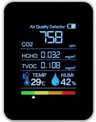 CO2 Monitor, CO2 Detector Alarm Carbon Dioxide Detector Temperature Humidity LCD Display Indoor Air Quality Monitor with Battery Operated for Home and Kitchen