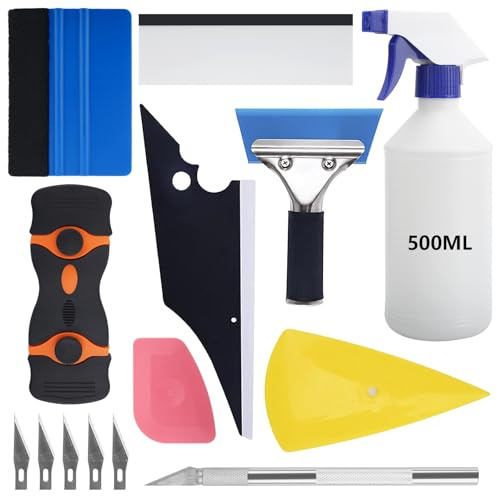 14 Stück Scheibentönungsfolie Auto Tönungsfolien Werkzeug Kit,Rakel für Folie,Tönungsfolie Auto,Universell Tönungsfolien Werkzeug Kit zum Tönen von Fenstern,Geeignet für den Haus- und Autogebrauch