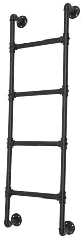 ZENSTYW Wandmontierte Dachbodenleiter,An Der Wand Befestigte Schwarze Metall Eisen Feuer Fluchtleiter,Lasten 330lbs Heavy Duty Loft Truck Boot Sicherheit Kletterleiter(145cm/57in)