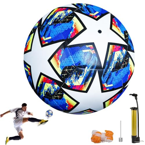 PLLYPE Championsleague Ball, Größe 5 Fußball mit Pumpe, Champions League Fußball für Spiel und Training, Fußballliebhaber Geburtstagsgeschenk für Kinder ab 14 Jahren