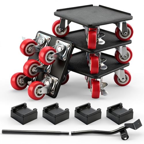 FLASHEVER Furniture Sliders 3474 LBS Heavy Duty Movers Tool Set | 360° Rotating Moving Dollies, For Sofa Bed Fridge Cabinet, Ideal For Home & Office Relocations, Non-Slip Pads, Steel