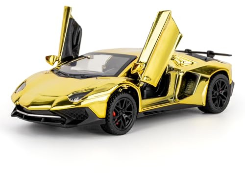 imtfzct Lamborghini LP750 Spielzeugauto Gold 1:32, Druckguss Modell mit Pull‑Back‑Funktion, Licht‑ und Soundeffekte, Robustes Geschenk‑Spielzeug für Kinder ab 3 Jahren