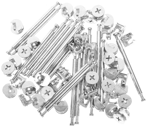 Beavorty 20 Jeux de Connecteurs de Meubles à Came 48mm et 84mm, Kit de Ferrures à Came en Zinc, Chevilles de Liaison Métalliques, Fixation pour Armoires et Supports de Rangement,