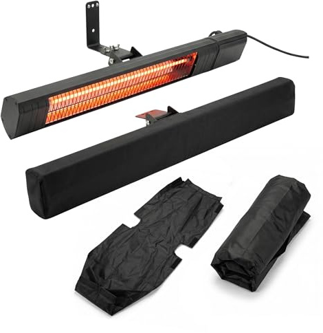 Heizstrahler Abdeckung Schutzhülle für Climative RAY 86x28 cm, Wetterschutzhülle für Infrarotstrahler & Terrassenheizer, Wasserdicht Staubdichte Schutzhülle mit Klettverschluss, Schwarz